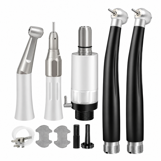 Kit odontológico de alta e baixa rotação na cor preta, sem marca