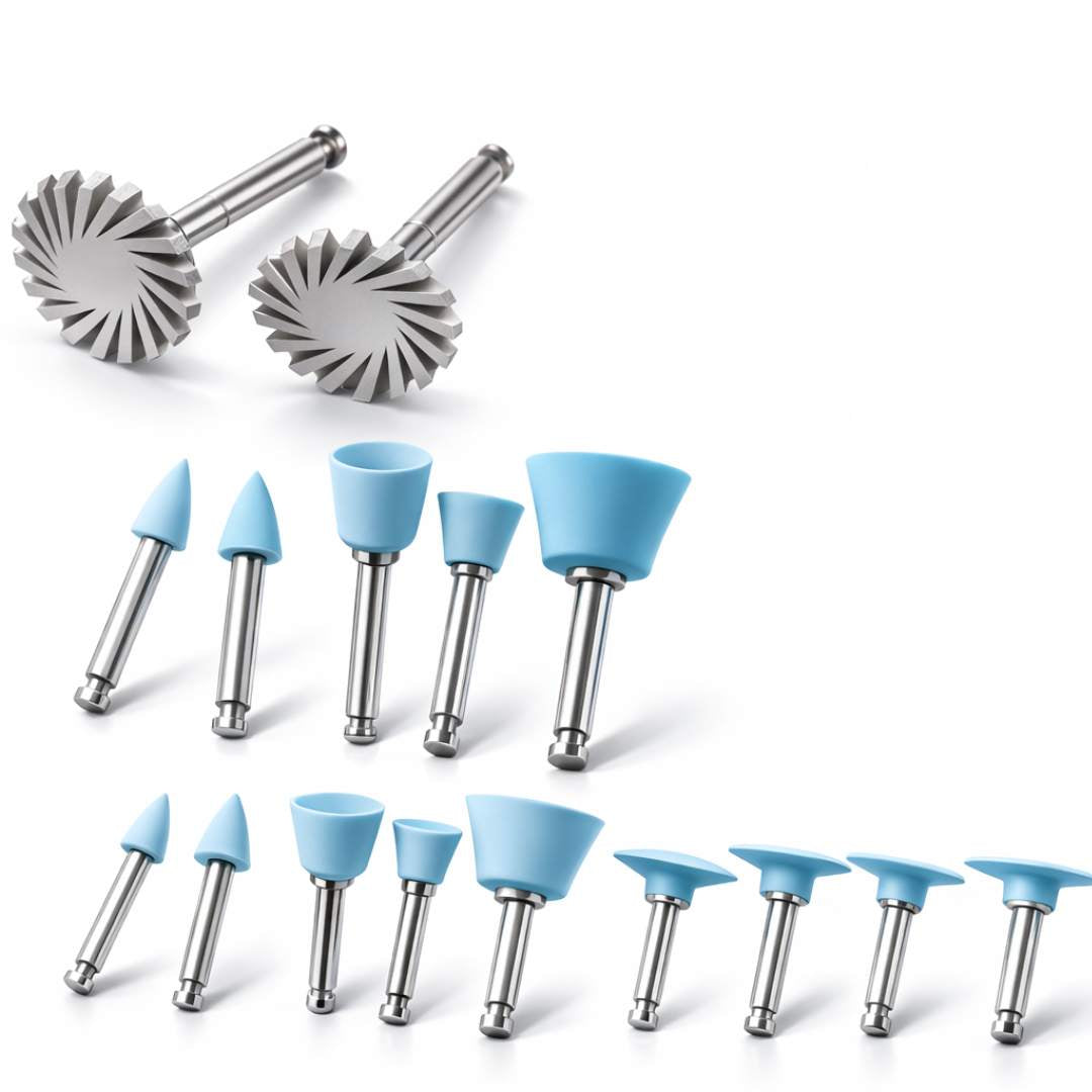 Polierset für Harz und Porzellan – 14 Teile (RA 2,35 mm Universal) für Niedrige Drehzahl