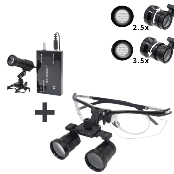 X2-Lupe mit 2,5-facher und 3,5-facher Linse und wiederaufladbarer 5-Watt-Frontlampe