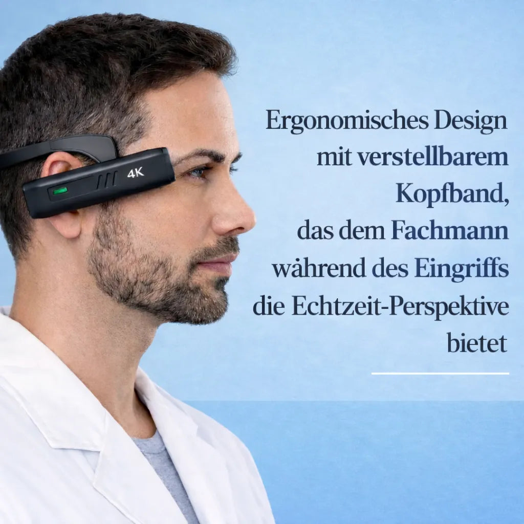 Ergonomisches Design mit verstellbarem Kopfband — Echtzeit-Perspektive des Fachmanns