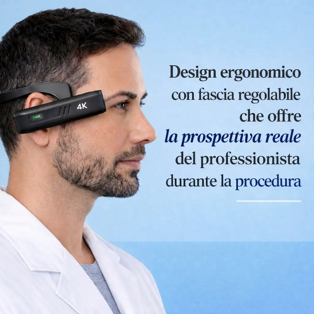 Design ergonomico con fascia regolabile — prospettiva reale del professionista
