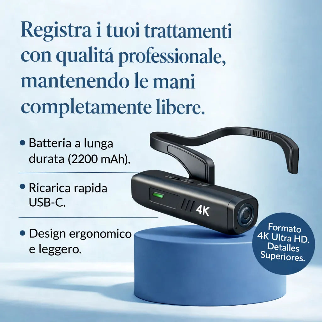 [locale:it] Registra i tuoi trattamenti con qualità professionale — mani completamente libere