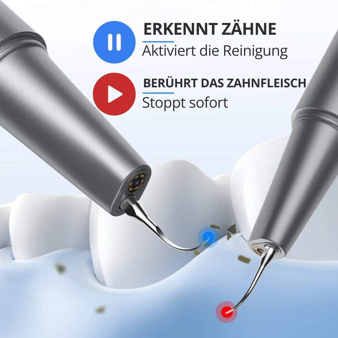 Intelligenter Sensor: erkennt den Zahn und startet die Reinigung, pausiert am Zahnfleisch